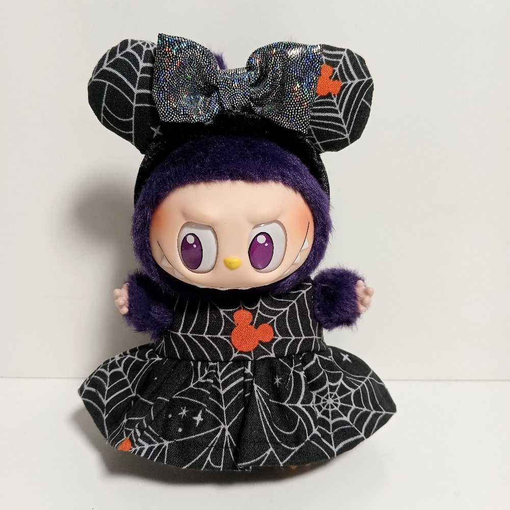 Custom Disney Mickey Mouse Spider Web Dress and Ears Made to fit Labubu